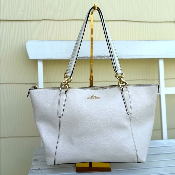 Coach AVA Leather Shopper Tote Bag Handbag in Chalk Color With Gold Hardware - Picture 1 of 14